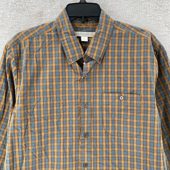 New OUTERKNOWN Shirt Mens MED Long Sleeve Button Up Plaid Organic Cotton Hemp - Picture 3 of 15